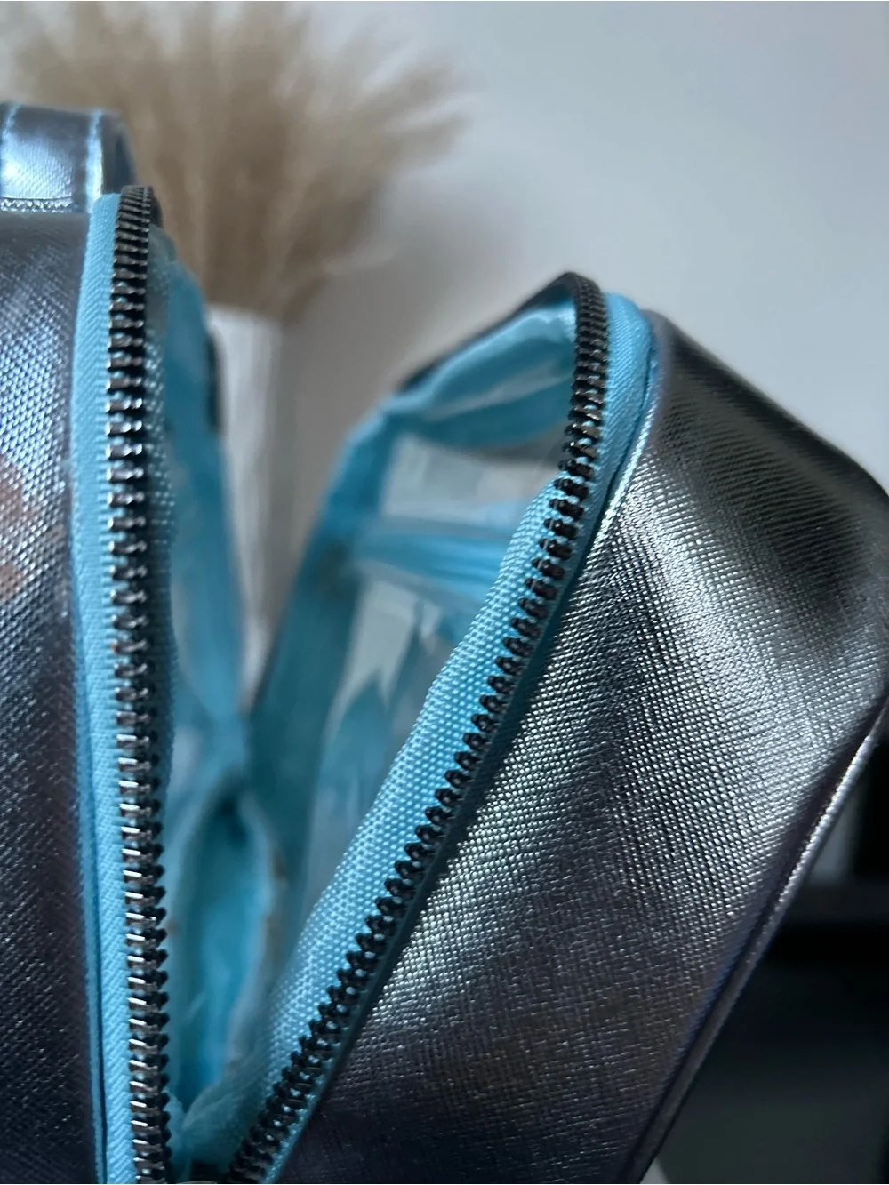 Nicole miller nyc Clear Travel Cosmetic Case with Light Blue Trim